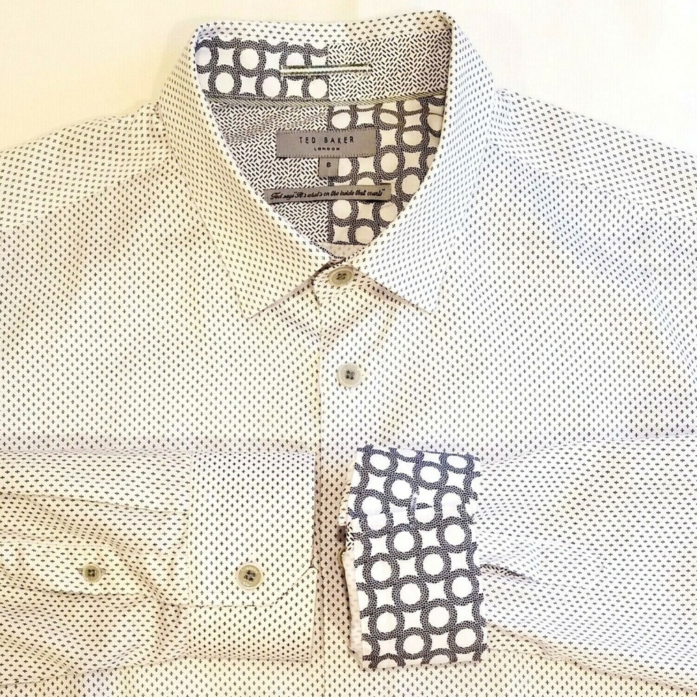 Ted Baker London White Geo Print Casual  Shirt